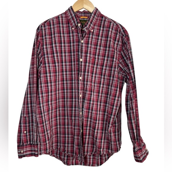 Timberland Other - Vintage Timberland Shirt Men's Medium Button Up Red Black Plaid Cotton Western